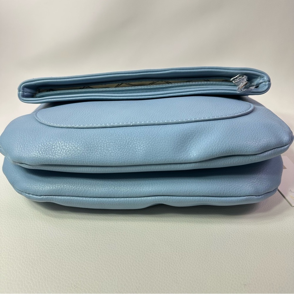 WOMEN’S NEW MODA LUXE VEGAN LEATHER BLAKE CROSSBODY SKY BLUE - Picture 12 of 13